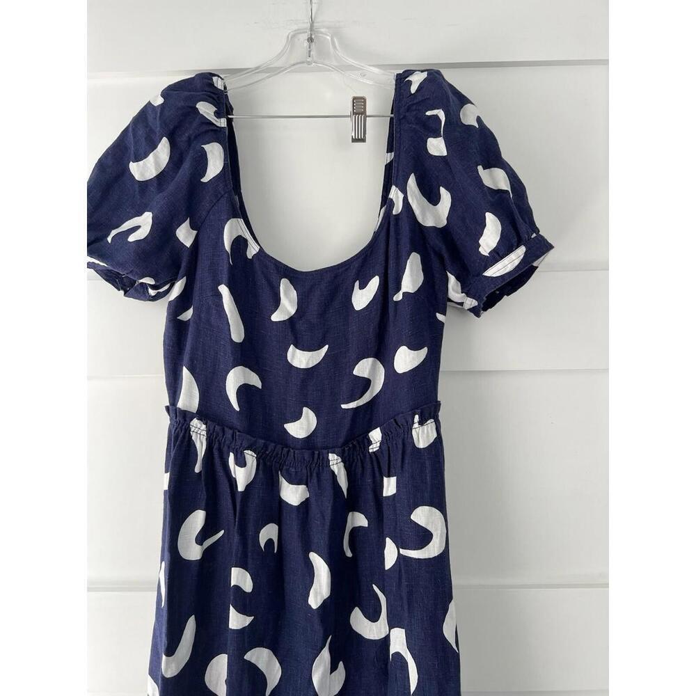 $498 Polo Ralph Lauren Abstract LinenTiered Midi Navy Women’s Dress Size 0 - Picture 6 of 9
